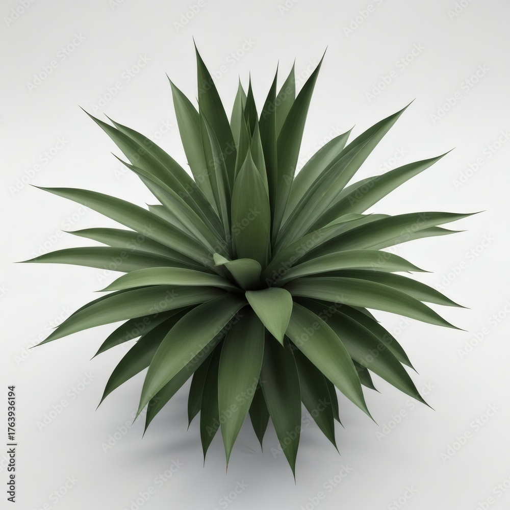 Fototapeta premium Agave Plant, Succulent, Isolated Green Desert Plant Illustration, isolated on white background