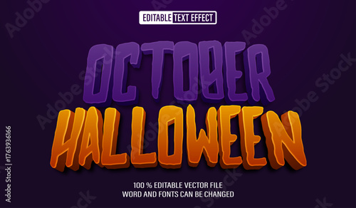 Editable 3d text style effect - October Halloween text effect Template