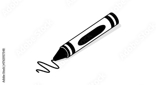 Simple black and white crayon drawing with scribble on white background