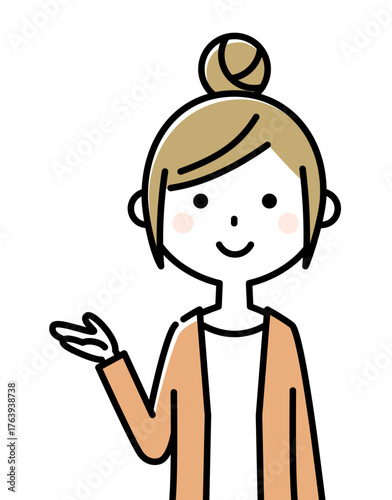 若い女性　ママ　こちら