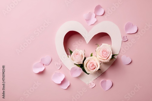 Flowers and Hearts Create a Romantic Scene for Love and Celebration