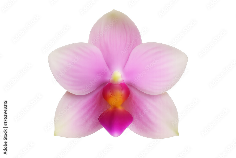 Obraz premium Pink phalaenopsis orchid presenting delicate petals and vibrant hues. Tropical flora illustration on a transparent background