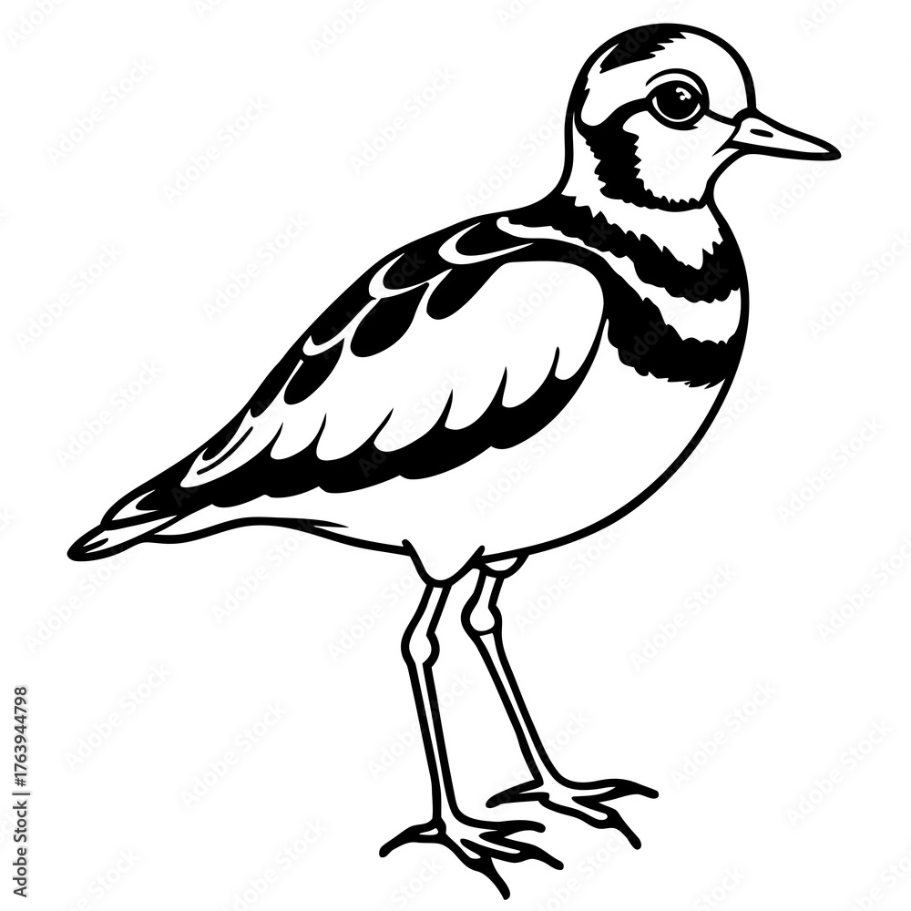Fototapeta premium Ruddy Turnstone Silhouette Vector Illustration on White Background