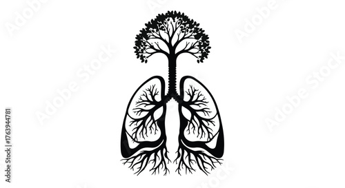 Tree of life and lungs symbolism for healthy breathing and nature connection