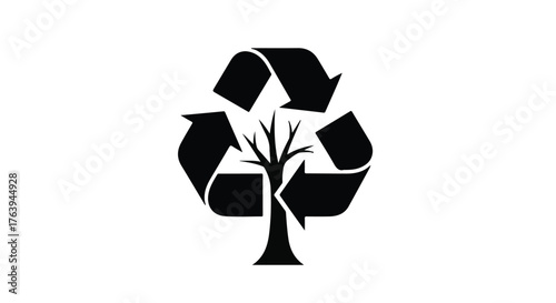 Symbol of a growing tree within a recycling loop, representing environmental sustainability and renewal.