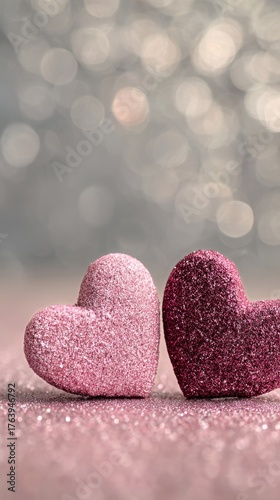 Sparkling Hearts Shine Brightly in a Soft Background of Light