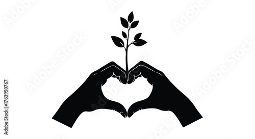 Nurturing growth and new beginnings with caring hands forming a heart shape.