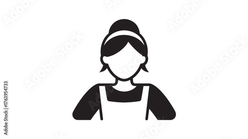 Minimalist cleaning lady icon simple flat vector illustration of a domestic worker isolated on white background