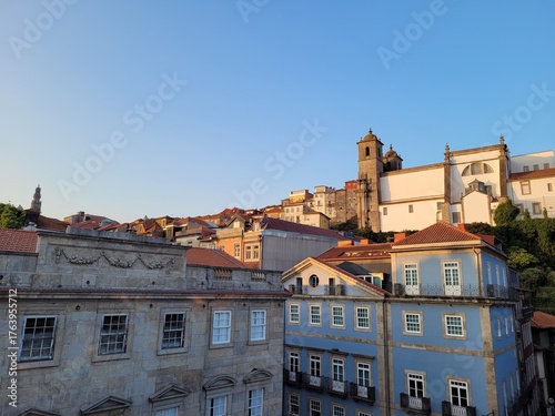 View over the rooftops of Ribeira in Porto. 