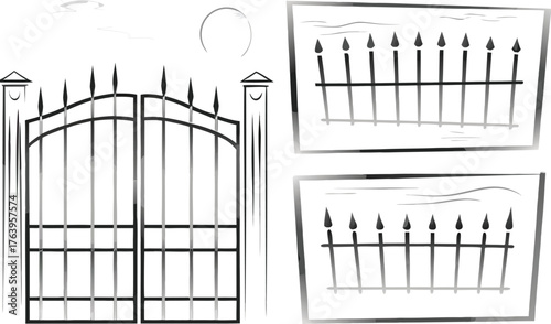 Elegant Black Metal Gate Designs with Spiked Fencing Ideas for Modern Homes and Gardens - 2025 Trends
