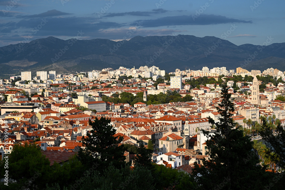 Naklejka premium Split, Croatia. Panorama the city of Split. Top view on the Old Town of Split.