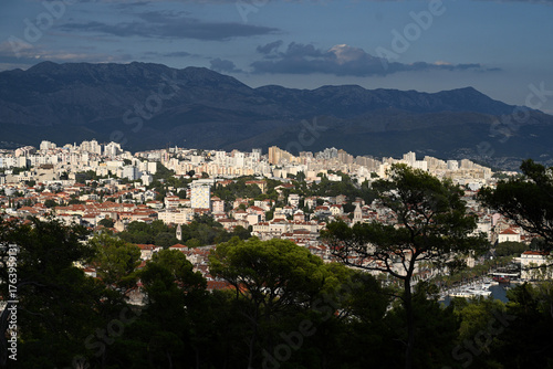 Split, Croatia. Panorama the city of Split. Top view on the  Old Town of Split.