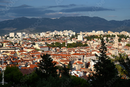 Split, Croatia. Panorama the city of Split. Top view on the  Old Town of Split.