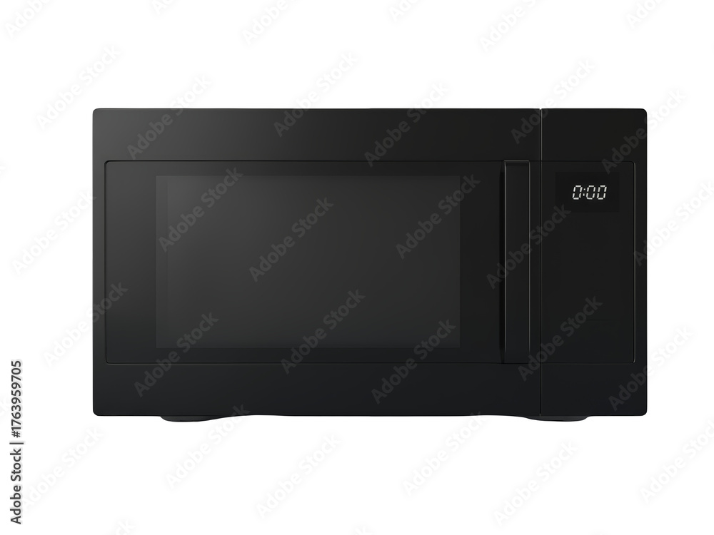Fototapeta premium Black microwave oven with display, isolated on transparent background