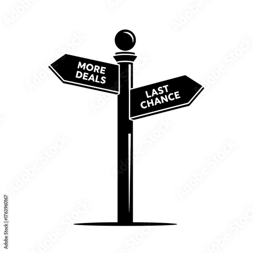 Direction signs for the Fall Sale indicating More Deals and Last Chance  