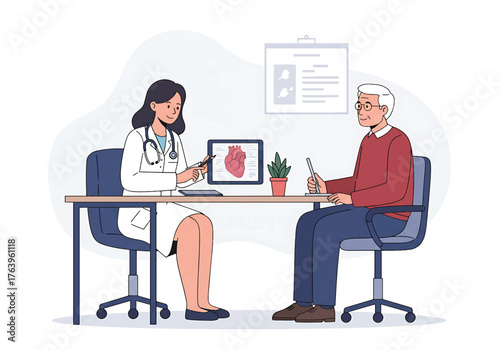 Consultation with Doctor Heart Health Analysis Illustration