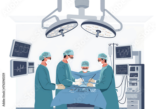 Surgical Team Performing Operation in Hospital Operating Room