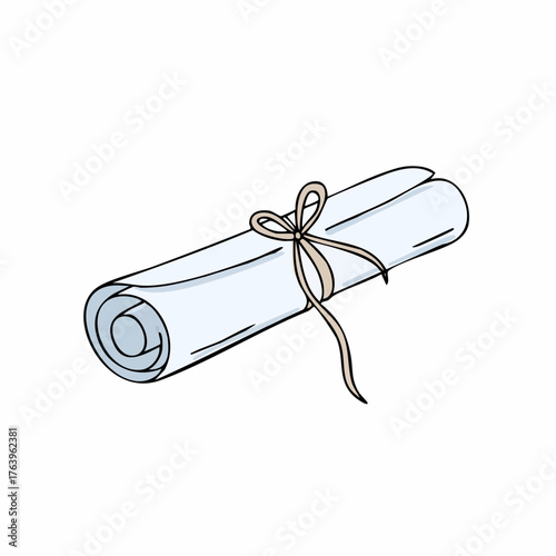 Sealed agreement contract document rolled up and secured with ribbon bow