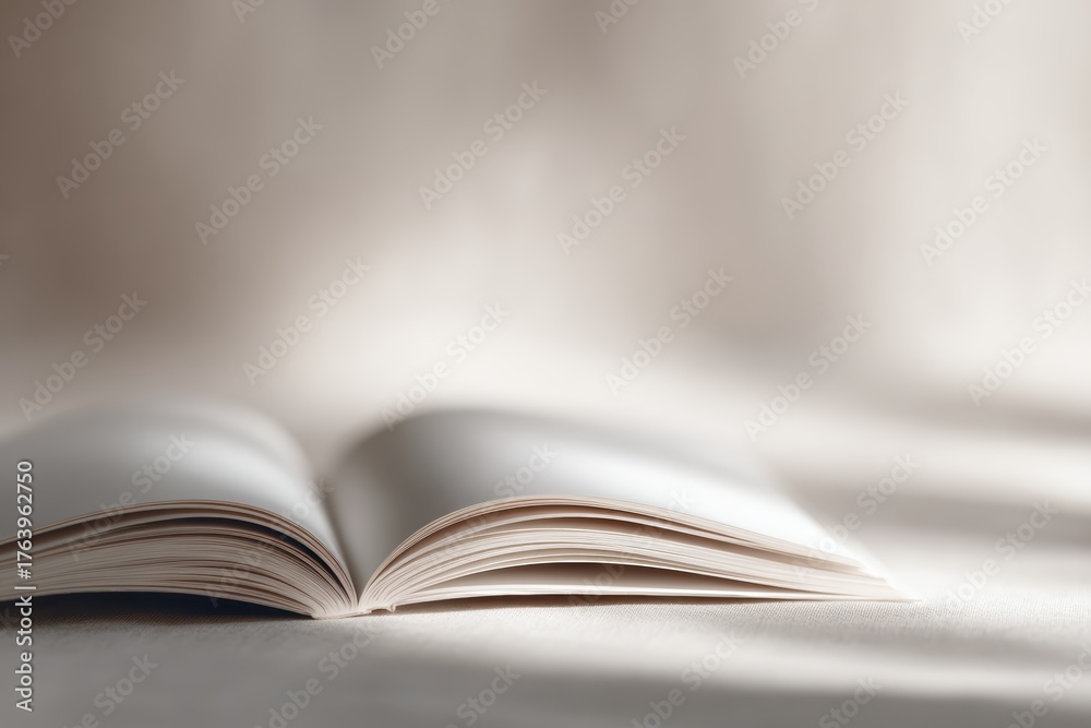 Obraz premium close-up of open book with soft sunlight, inspiration and learning