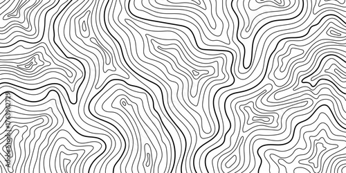 Abstract topographic contour lines map design in black and white
