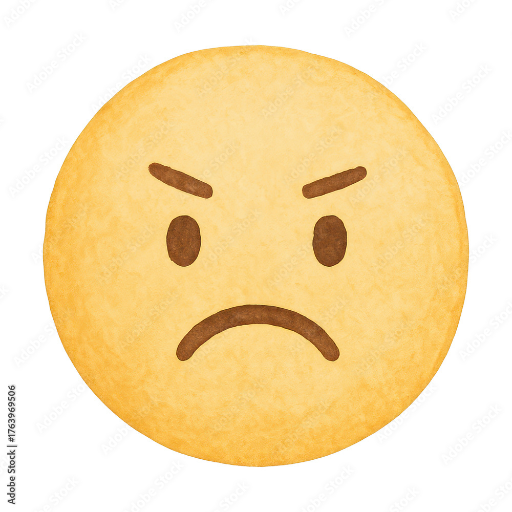 Fototapeta premium PNG Angry emoji with furrowed brows.