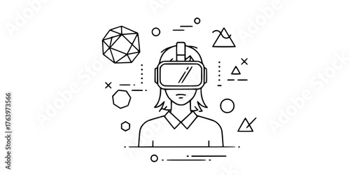 Extended Reality VR Headset Student Flat Vector Graphic	