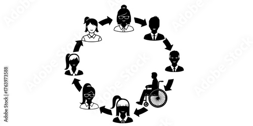 Collaborative Learning Diverse Student Group Vector Icon	