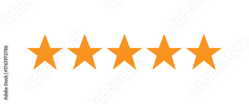 Three Orange fivr  Stars Rating Icon for Review and Feedback Design