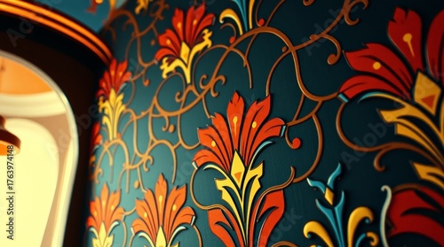 Cinematic Art Deco Floral Pattern Background_3