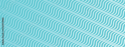 White wavy pattern with line thickness gradation. Vector, abstract background with curvy stripes on turquoise backdrop
