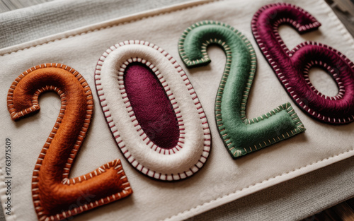 Handmade felt 2026 numbers colorful and textured perfect for new year decorations and crafts