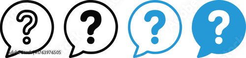 minimal question mark speech bubble icon set vector outline to filled symbols for faq help support