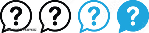 conversation question mark icons progression outline bold filled blue vector set for web and app design