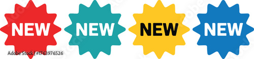new starburst label badge vector set red teal yellow blue for product promotion marketing