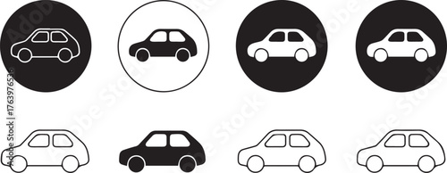 set of car icons in circular badges and outline styles vector ai eps jpeg png for ui branding