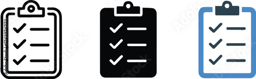 clipboard checklist icons minimal solid outline color task completion productivity vector