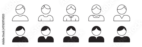 minimal user profile silhouettes and avatars set for apps and websites