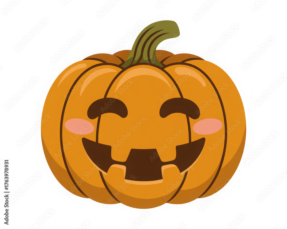 Fototapeta premium Cute cartoon halloween pumpkin with a happy carved face isolated on transparent background