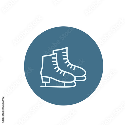 Line Art of Ice Skates on Blue Circle