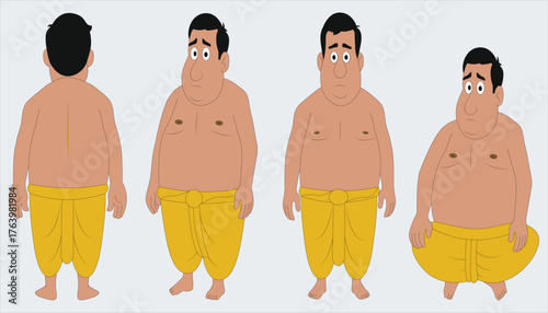 Indian village man cartoon character. moral stories for the best cartoon character.
