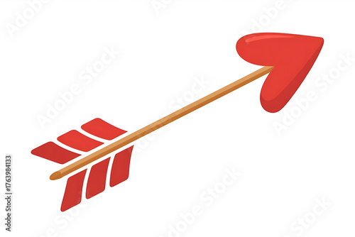 Red arrow shaped like a heart, symbolizing love, direction, and affection.