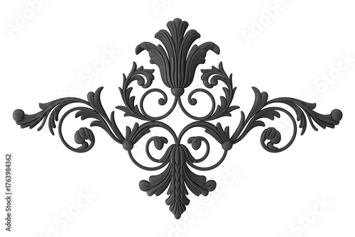 Intricate black and white ornamental flourish, displaying a classic, decorative, and elegant design.