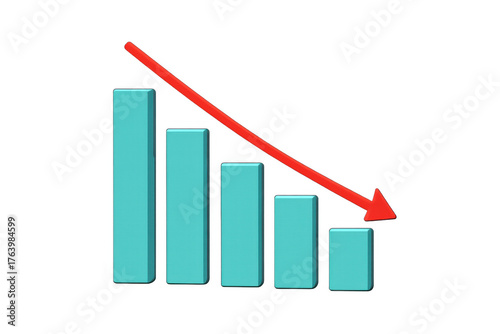 Free Download Bar chart showing financial downturn, declining investment, stock market loss, recession, crisis, and falling profits with red arrow - GFXLoad
