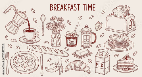 Breakfast Time A Delicious Collection of Food and Beverages for a Perfect Morning Meal