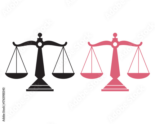 Balance scale silhouette vector design symbolizing fairness, equality, and justice – perfect for legal, court, or law-related branding, logo, and illustration use