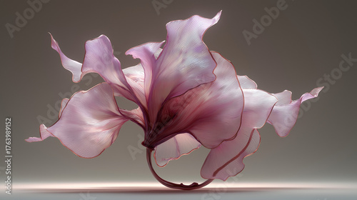 sculpted flower form with subtle transparency
