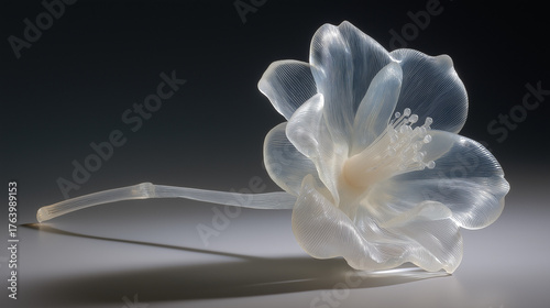 sculpted flower form with subtle transparency
