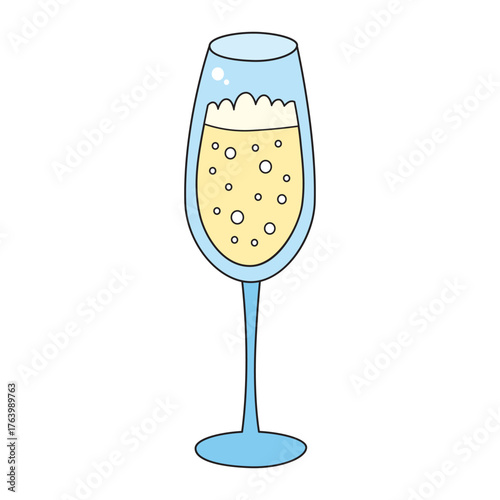 Champagne or prosecco glass illustration isolated vector