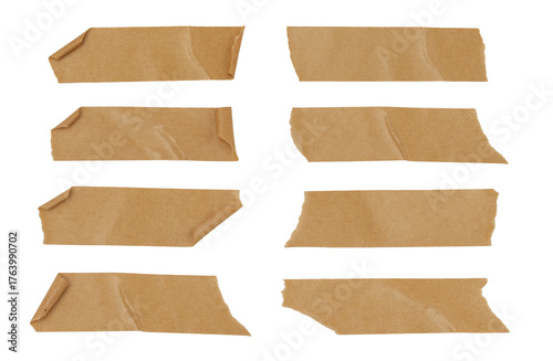 Valokuva Old adhesive tape set isolated on a transparent background, strips of masking ta