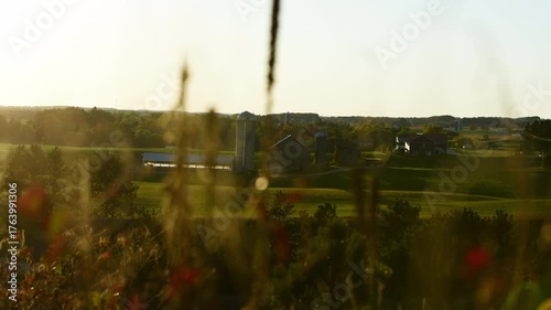 zoom out Michigan farm sunset